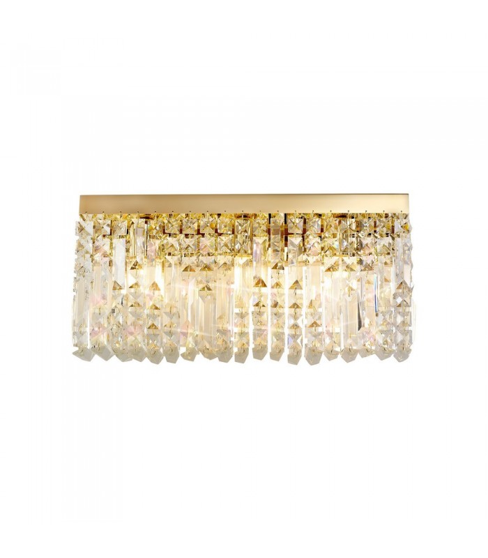 50x24cm Rectangular Large Wall Lamp, 3 Light E14, Gold, Crystal - 1