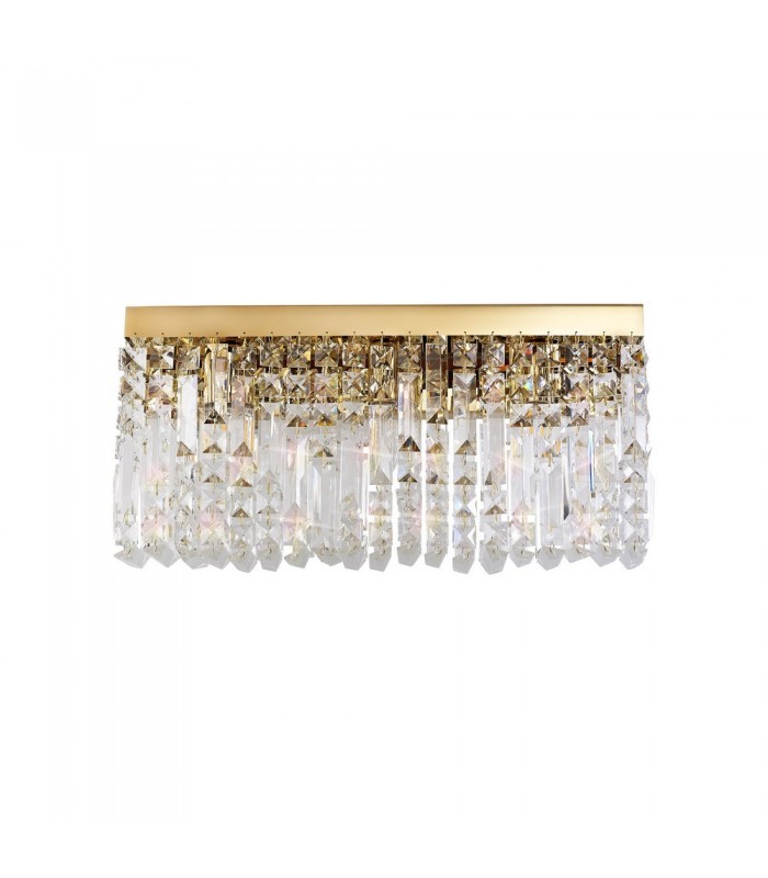 50x24cm Rectangular Large Wall Lamp, 3 Light E14, Gold, Crystal - 3