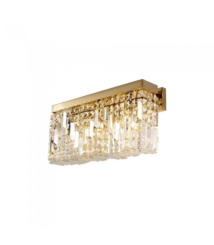50x24cm Rectangular Large Wall Lamp, 3 Light E14, Gold, Crystal - 4