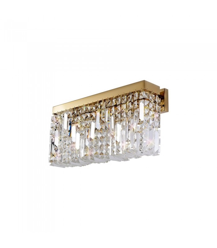 50x24cm Rectangular Large Wall Lamp, 3 Light E14, Gold, Crystal - 5