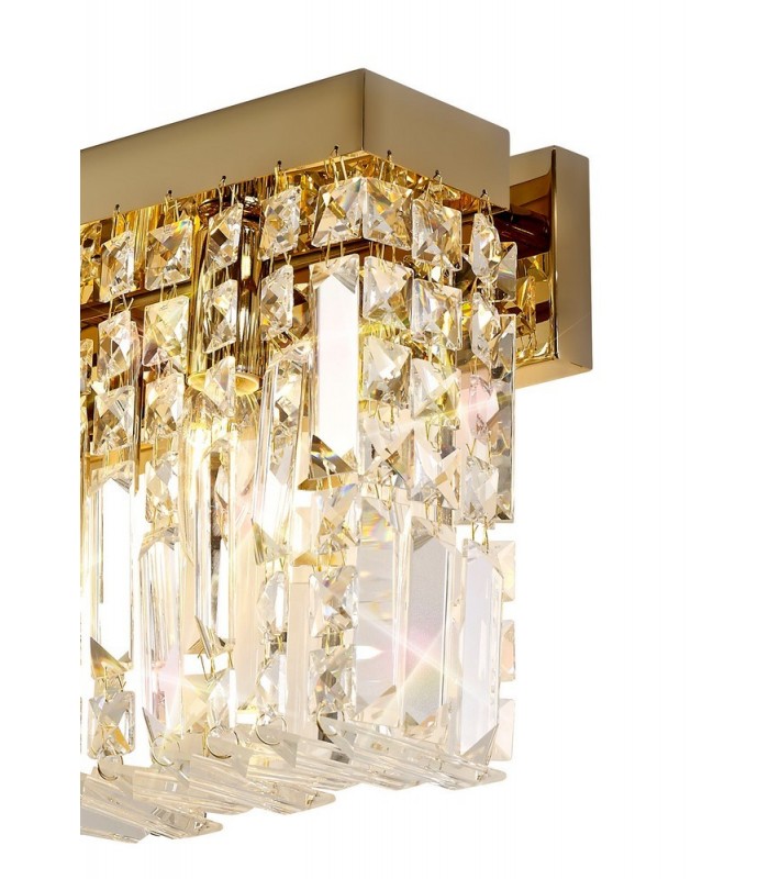 50x24cm Rectangular Large Wall Lamp, 3 Light E14, Gold, Crystal - 6