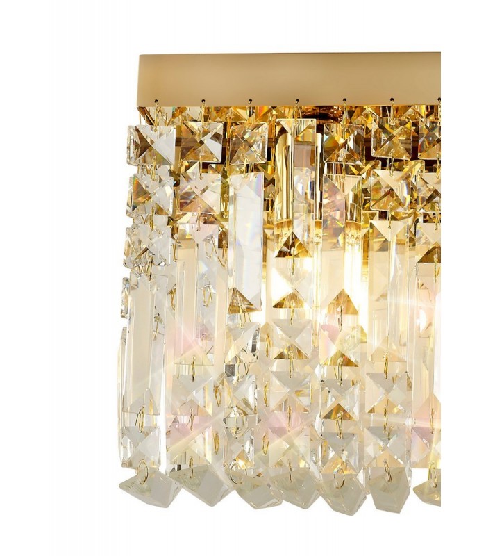 50x24cm Rectangular Large Wall Lamp, 3 Light E14, Gold, Crystal - 7
