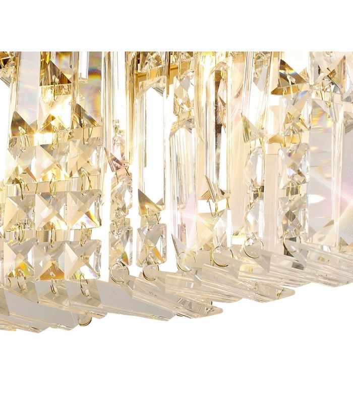 50x24cm Rectangular Large Wall Lamp, 3 Light E14, Gold, Crystal - 8