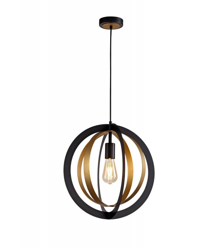 Ceiling Pendant, 1 x E27, Black, Satin Gold - 1