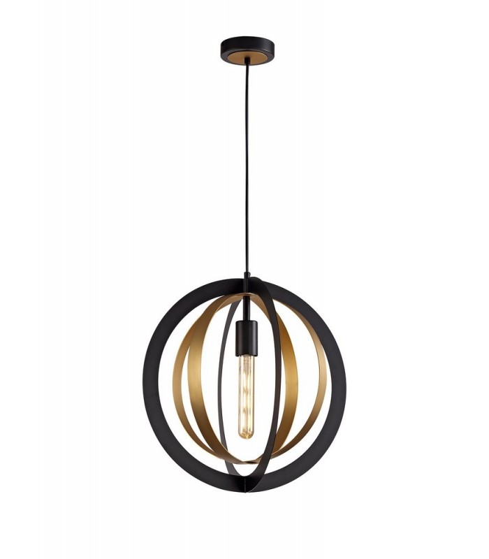 Ceiling Pendant, 1 x E27, Black, Satin Gold - 4