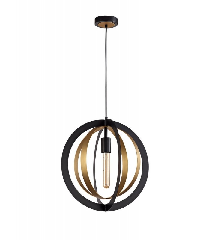 Ceiling Pendant, 1 x E27, Black, Satin Gold - 5