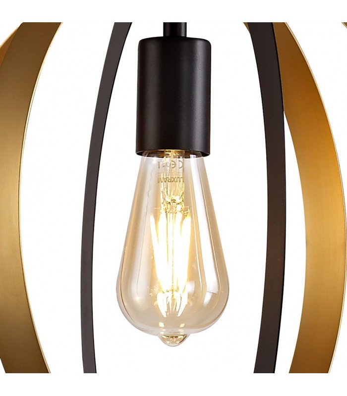 Ceiling Pendant, 1 x E27, Black, Satin Gold - 10