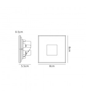 Recessed Square Wall Lamp, 1 x 1.8W LED, 3000K, 70lm, IP65, White - 2