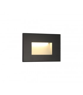 Recessed Rectangle Wall Lamp, 1 x 3.3W LED, 3000K, 145lm, IP65, Black - 1