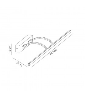 Small 2 Arm Wall Lamp, Picture Light, 1 x 14W LED, 3000K, 1070lm, Satin Nickel - 2