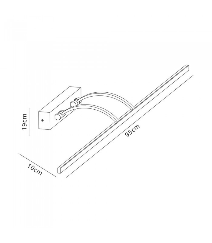 Large 2 Arm Wall Lamp, Picture Light, 1 x 16W LED, 3000K, 1200lm, Satin Nickel - 2