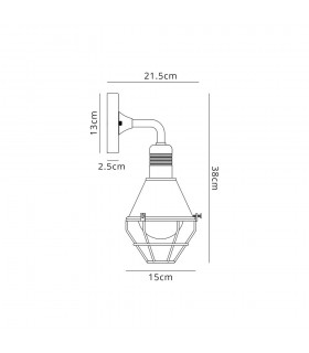 Wall Lamp, 1 Light E27, IP65, Anthracite, Matt White - 2