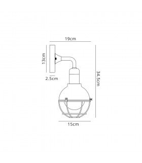 Wall Lamp, 1 Light E27, IP65, Matt Black, Brushed Bronze - 2