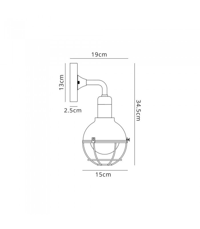 Wall Lamp, 1 Light E27, IP65, Matt Black, Brushed Bronze - 2