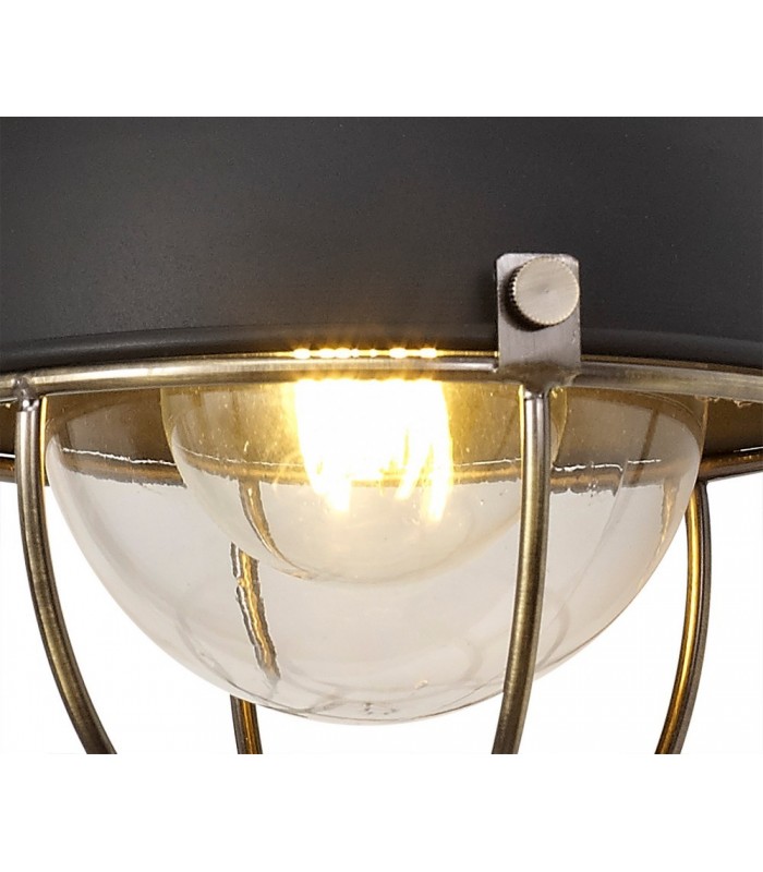 Wall Lamp, 1 Light E27, IP65, Matt Black, Brushed Bronze - 8