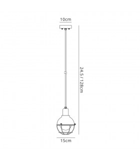 Ceiling Pendant, 1 Light E27, IP65, Matt Black, Brushed Bronze - 2