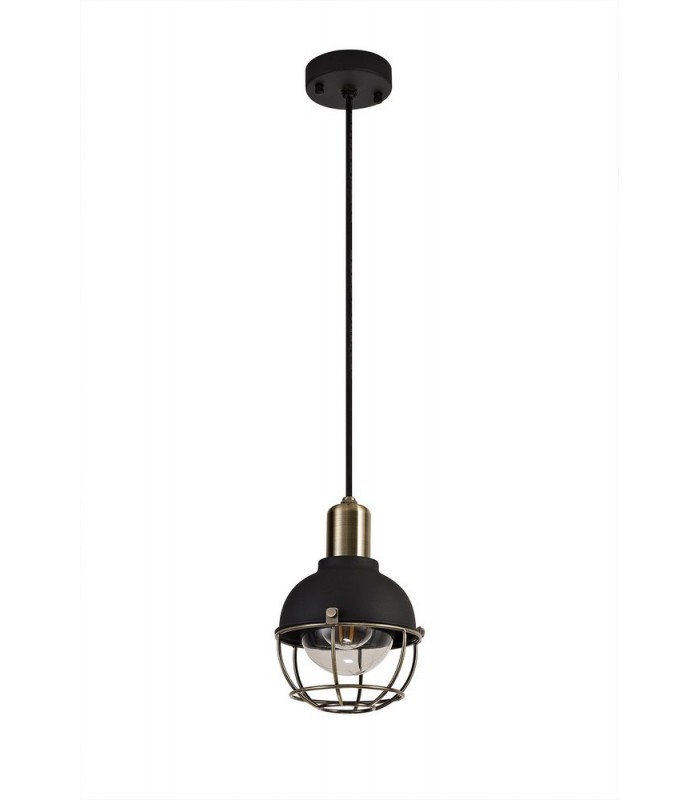 Ceiling Pendant, 1 Light E27, IP65, Matt Black, Brushed Bronze - 3