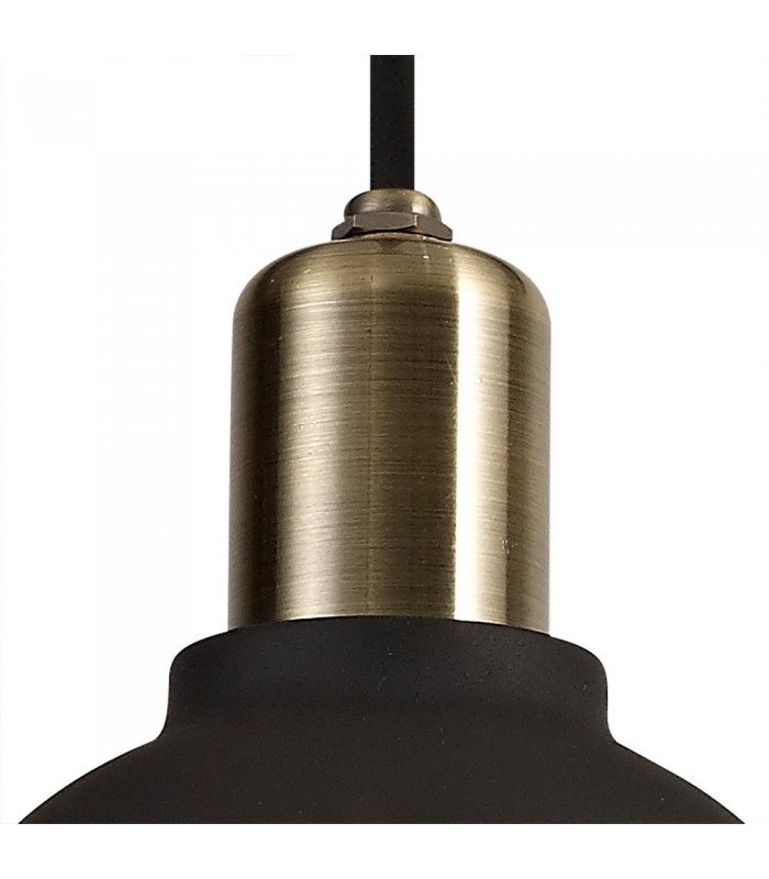 Ceiling Pendant, 1 Light E27, IP65, Matt Black, Brushed Bronze - 5