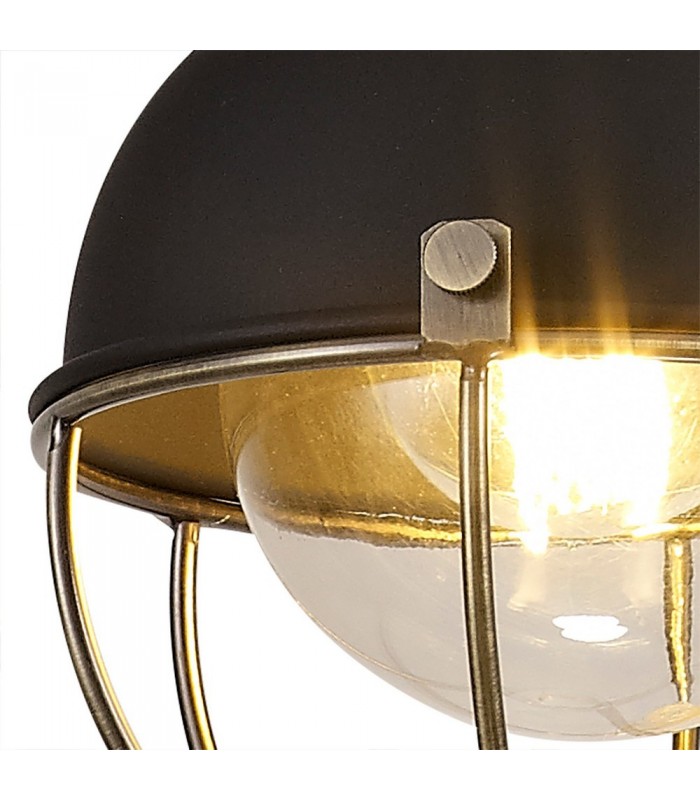 Ceiling Pendant, 1 Light E27, IP65, Matt Black, Brushed Bronze - 6
