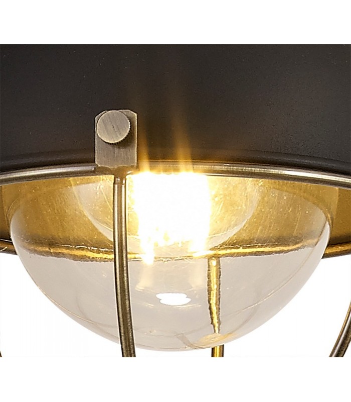 Ceiling Pendant, 1 Light E27, IP65, Matt Black, Brushed Bronze - 7