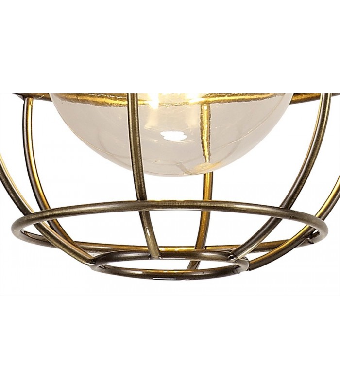 Ceiling Pendant, 1 Light E27, IP65, Matt Black, Brushed Bronze - 8
