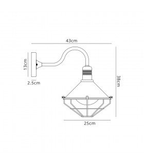 Wall Lamp, 1 Light E27, IP65, Anthracite, Matt White - 2
