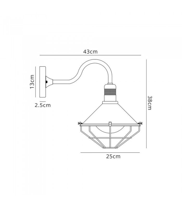 Wall Lamp, 1 Light E27, IP65, Anthracite, Matt White - 2