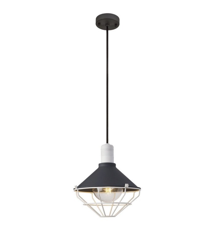 Ceiling Pendant, 1 Light E27, IP65, Anthracite, Matt White - 1