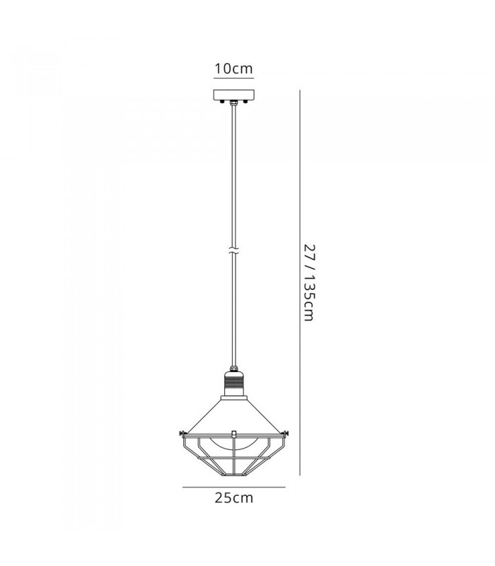 Ceiling Pendant, 1 Light E27, IP65, Anthracite, Matt White - 2