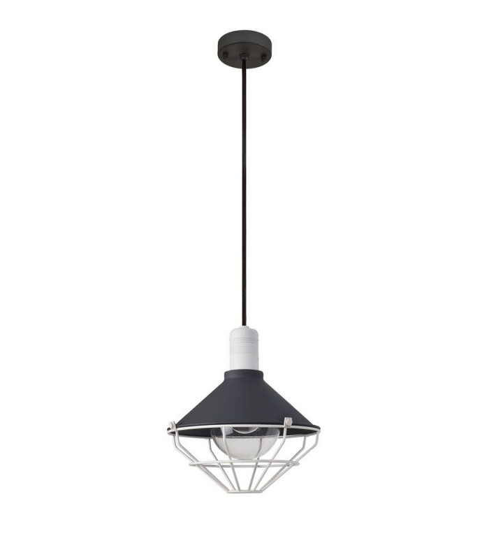 Ceiling Pendant, 1 Light E27, IP65, Anthracite, Matt White - 3