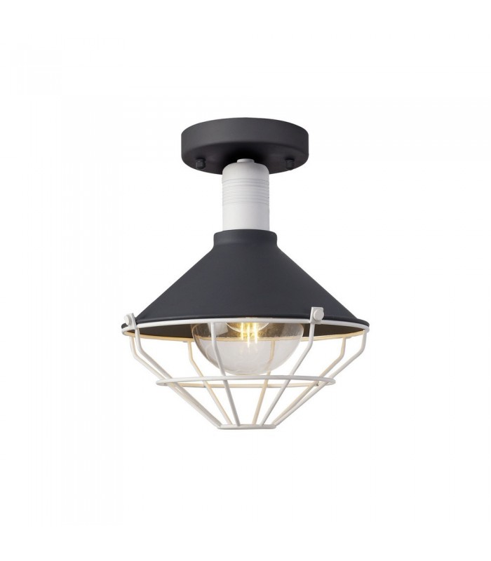 Semi-Flush Ceiling, 1 Light E27, IP65, Anthracite, Matt White - 1