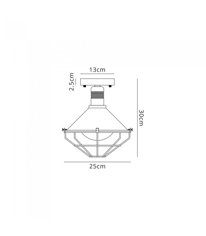 Semi-Flush Ceiling, 1 Light E27, IP65, Anthracite, Matt White - 2