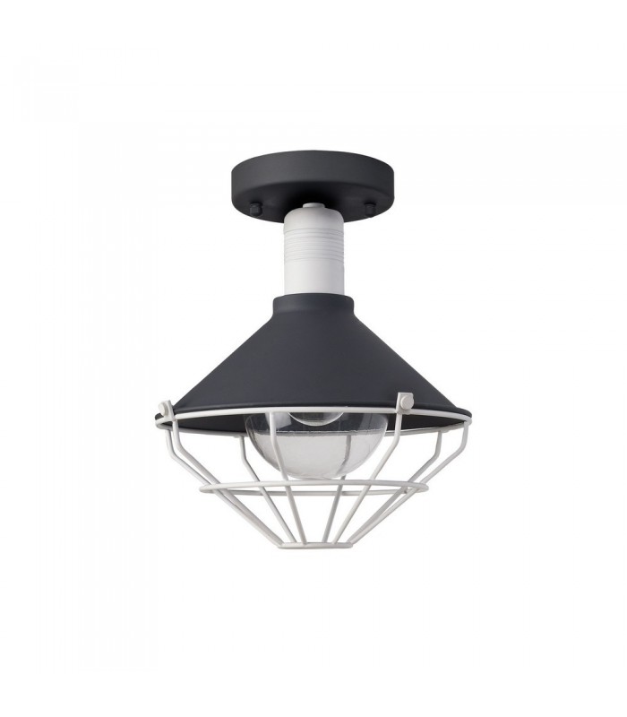 Semi-Flush Ceiling, 1 Light E27, IP65, Anthracite, Matt White - 3