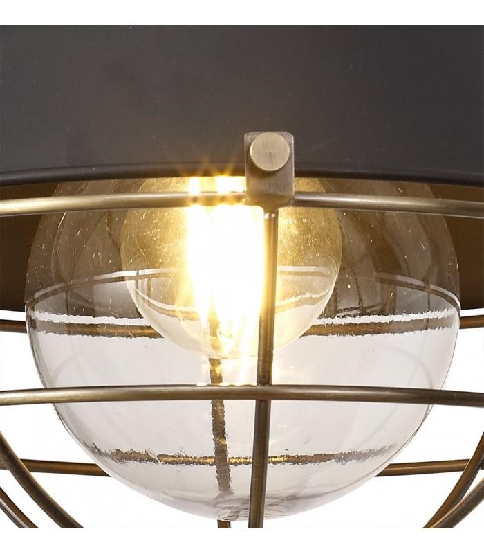Wall Lamp, 1 Light E27, IP65, Matt Black, Antique Brass - 8