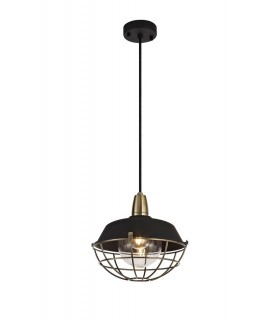 Ceiling Pendant, 1 Light E27, IP65, Matt Black, Antique Brass - 1