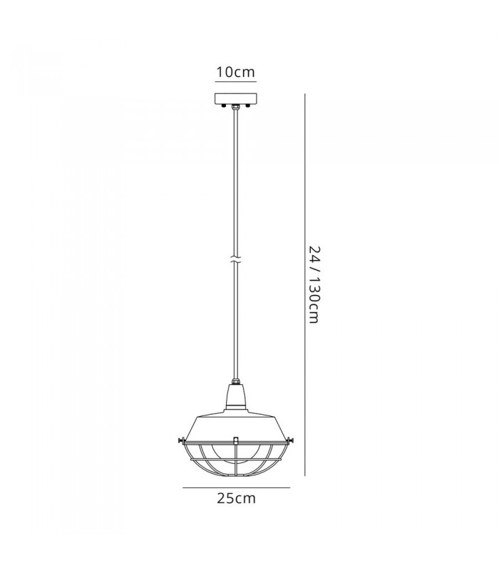 Ceiling Pendant, 1 Light E27, IP65, Matt Black, Antique Brass - 2