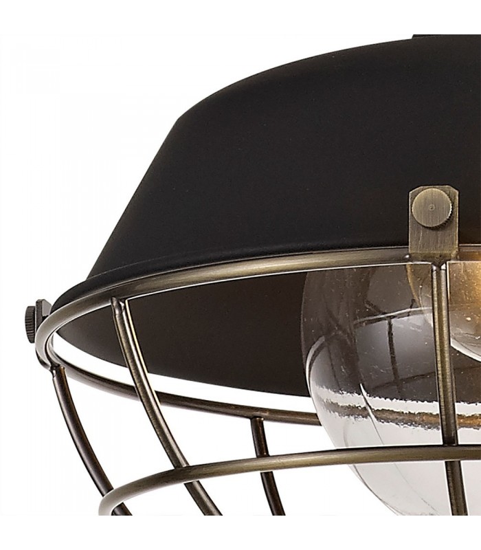 Ceiling Pendant, 1 Light E27, IP65, Matt Black, Antique Brass - 6