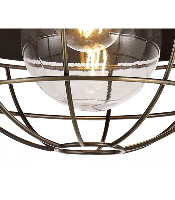 Ceiling Pendant, 1 Light E27, IP65, Matt Black, Antique Brass - 9
