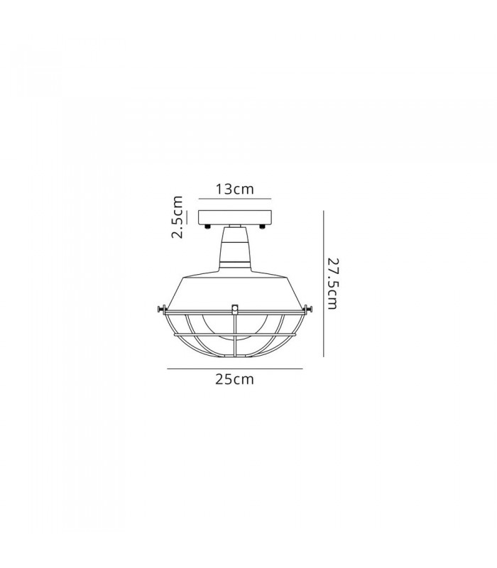 Semi-Flush Ceiling, 1 Light E27, IP65, Matt Black, Antique Brass - 2