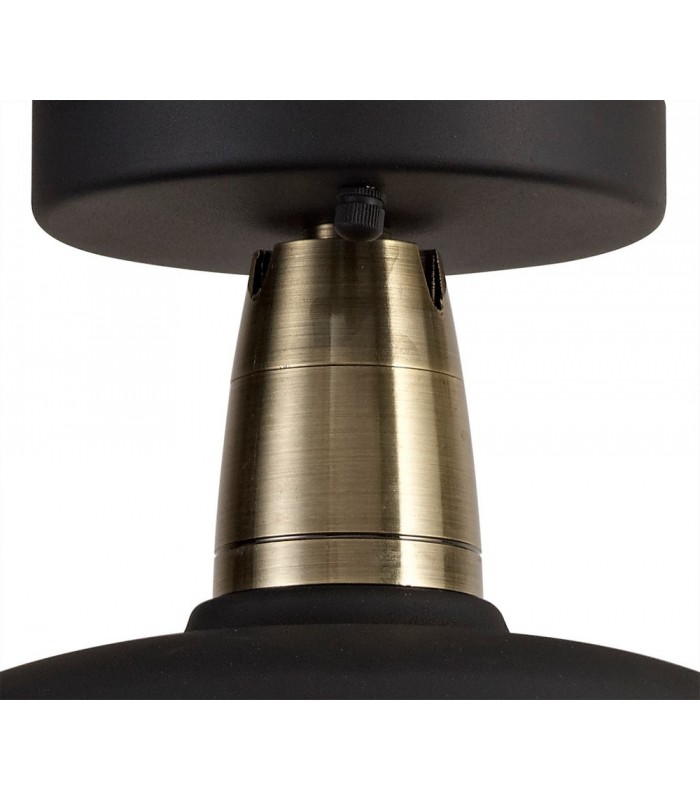 Semi-Flush Ceiling, 1 Light E27, IP65, Matt Black, Antique Brass - 5