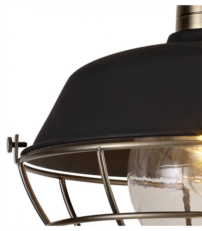 Semi-Flush Ceiling, 1 Light E27, IP65, Matt Black, Antique Brass - 6