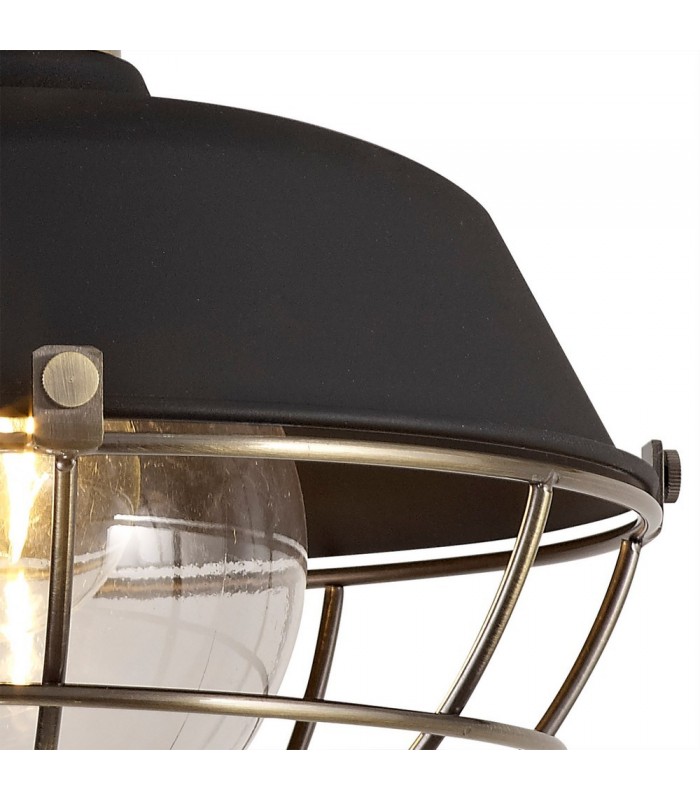 Semi-Flush Ceiling, 1 Light E27, IP65, Matt Black, Antique Brass - 8