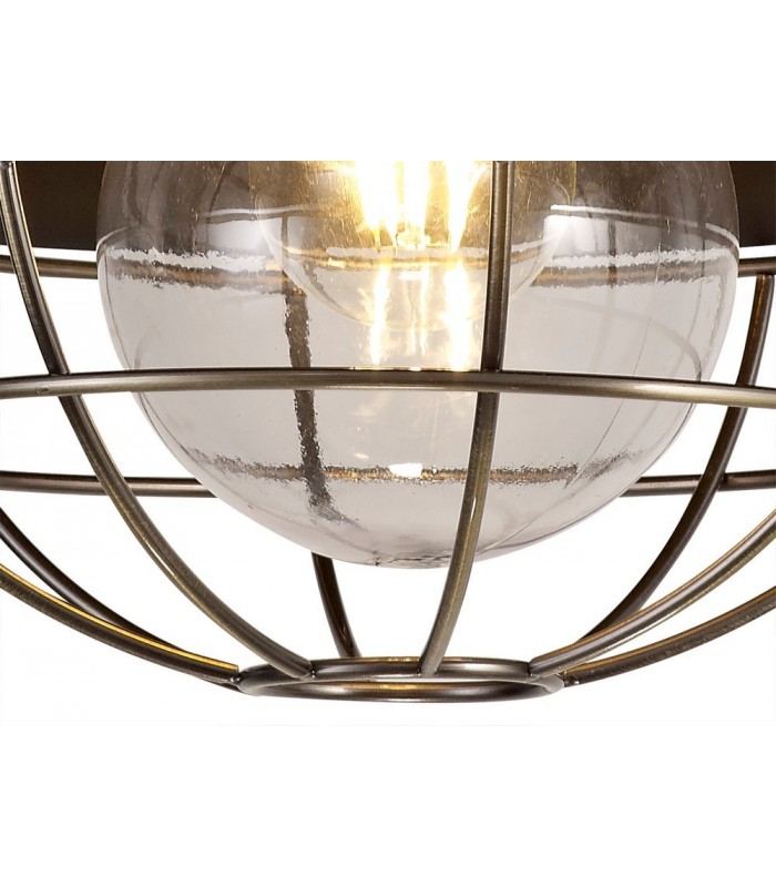 Semi-Flush Ceiling, 1 Light E27, IP65, Matt Black, Antique Brass - 9