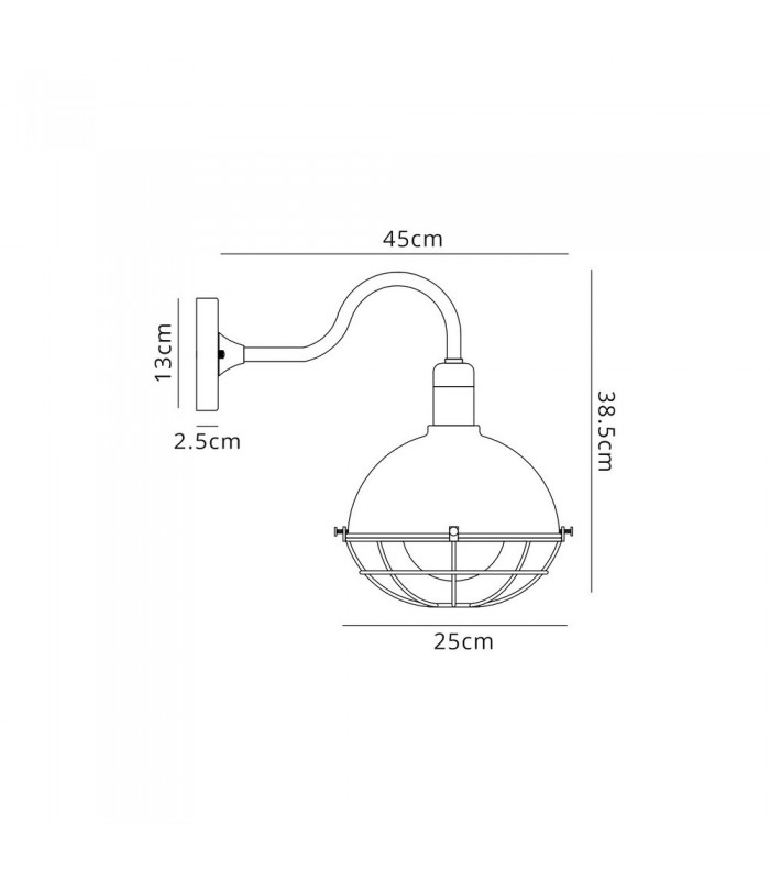 Wall Lamp, 1 Light E27, IP65, Matt Black, Grey - 2