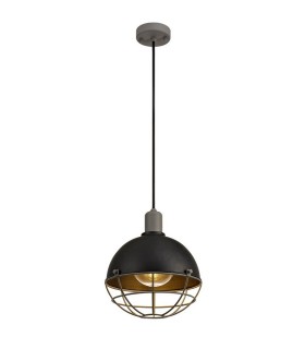 Ceiling Pendant, 1 Light E27, IP65, Matt Black, Grey - 1