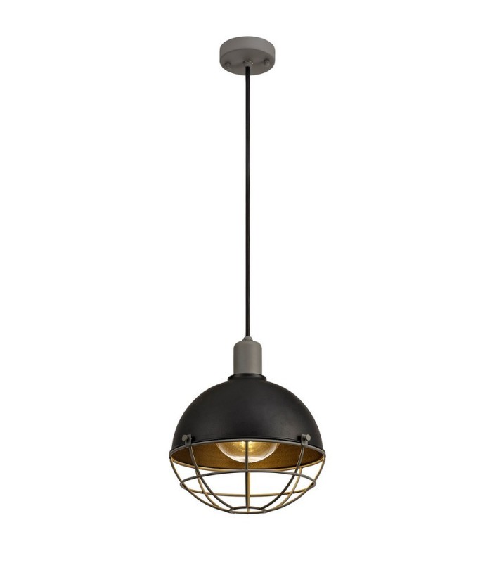 Ceiling Pendant, 1 Light E27, IP65, Matt Black, Grey - 1