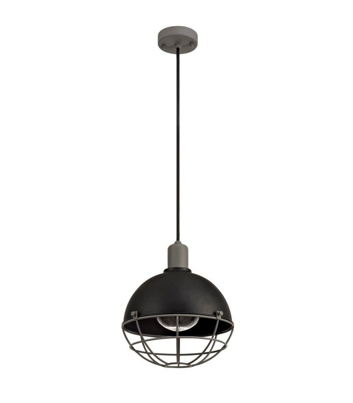 Ceiling Pendant, 1 Light E27, IP65, Matt Black, Grey - 3