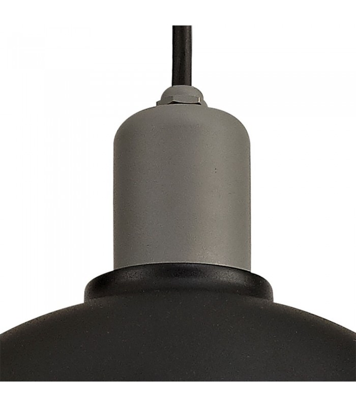 Ceiling Pendant, 1 Light E27, IP65, Matt Black, Grey - 5