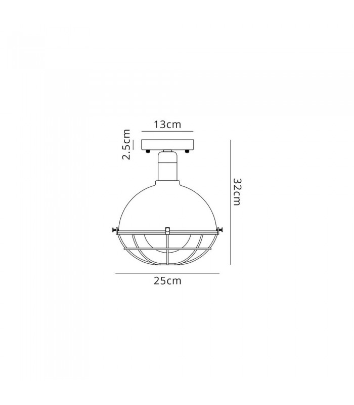 Ceiling, 1 Light E27, IP65, Matt Black, Grey - 2