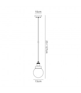 Ceiling Pendant 1 Light E27 IP65 Exterior Titanium Silver, Polished Chrome - 2